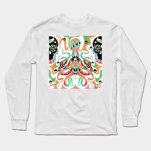 orange squid kraken of death pattern Long Sleeve T-Shirt